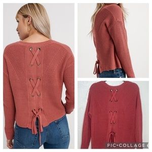 Lucky brand back lace pullover sweater size medium EUC